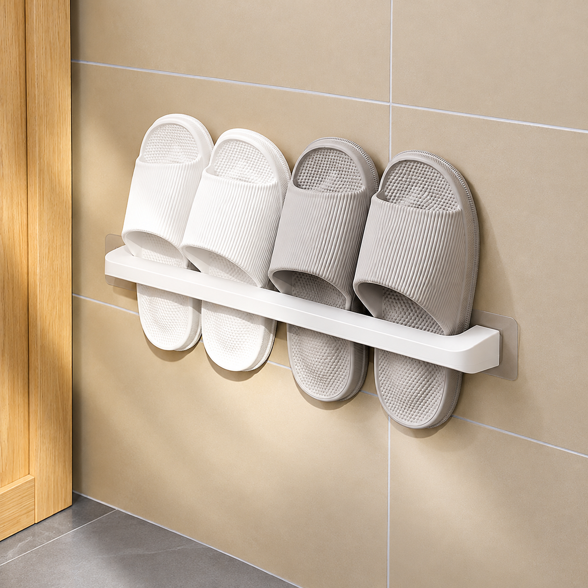 Wall-Mounted Slipper Rack – No-Drill Bathroom Organize