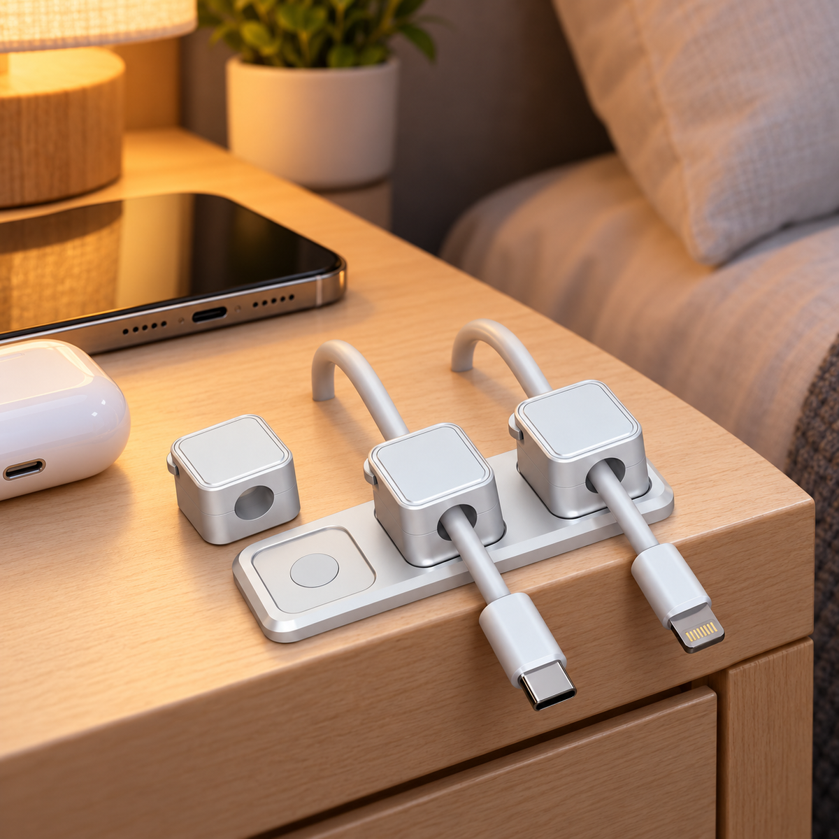 Magnetic Cable Organizer Clips – Self-Adhesive Cord Holder