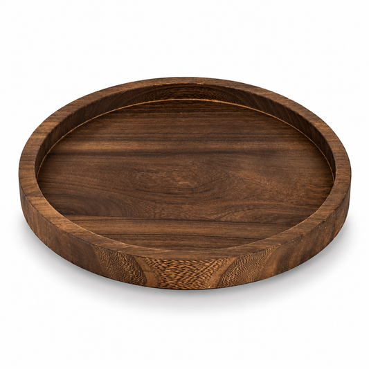 Vintage Round Wood Tray for Candles & Home Decor