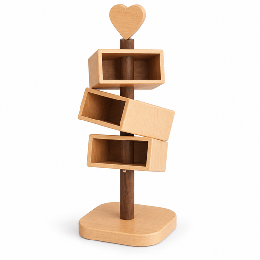 Rotating Wooden Pen Organizer – 3-Tier Desktop Storage Stand