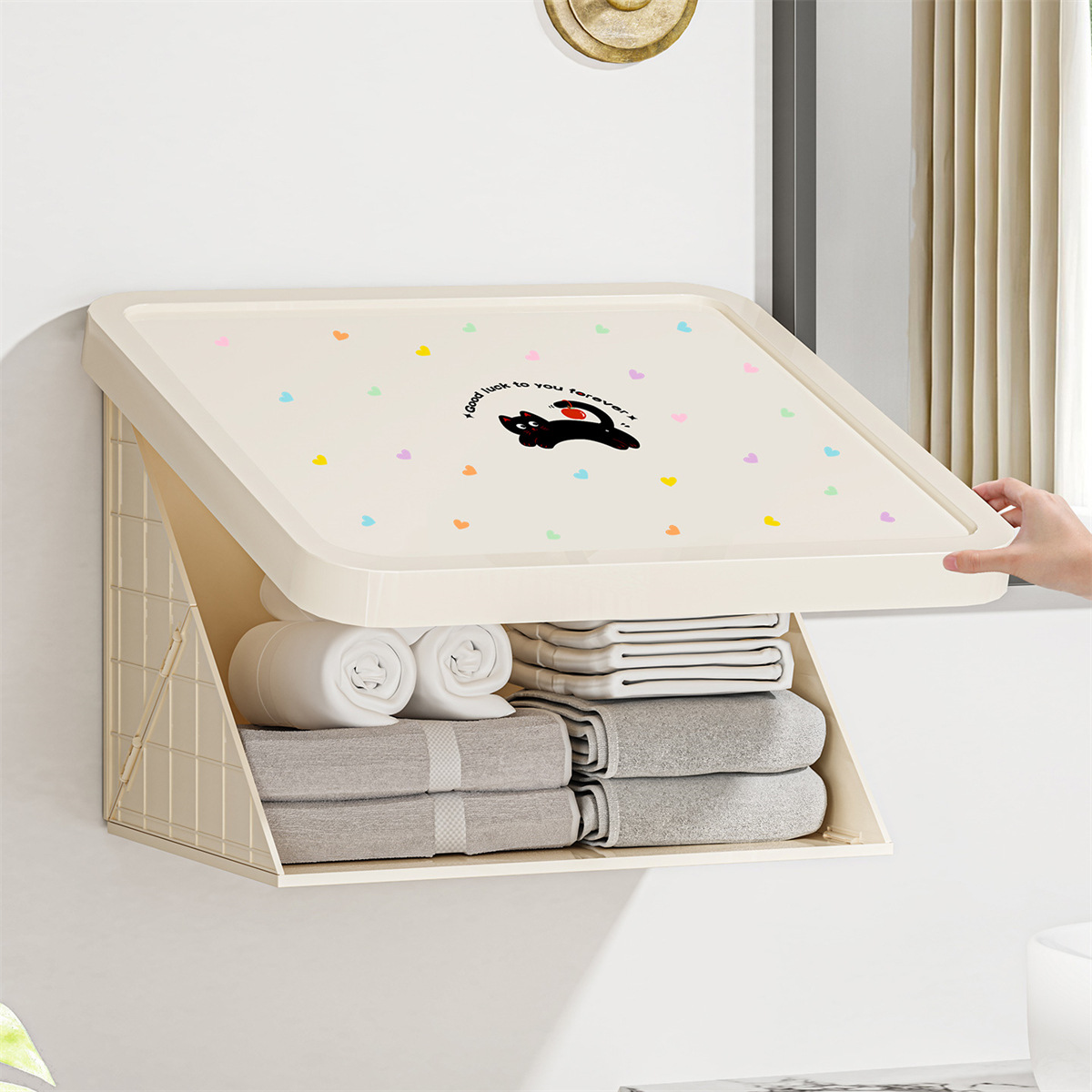 Foldable Wall-Mounted Bathroom Storage Cabinet – No-Drill Organizer