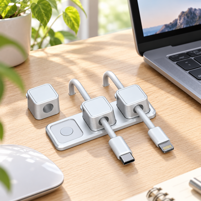 Magnetic Cable Organizer Clips – Self-Adhesive Cord Holder