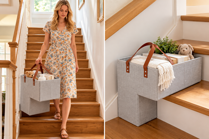 Portable Staircase Storage Basket with Handles