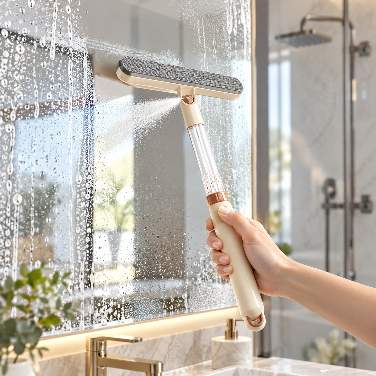 Extendable Spray Window Squeegee & Glass Cleaning Tool