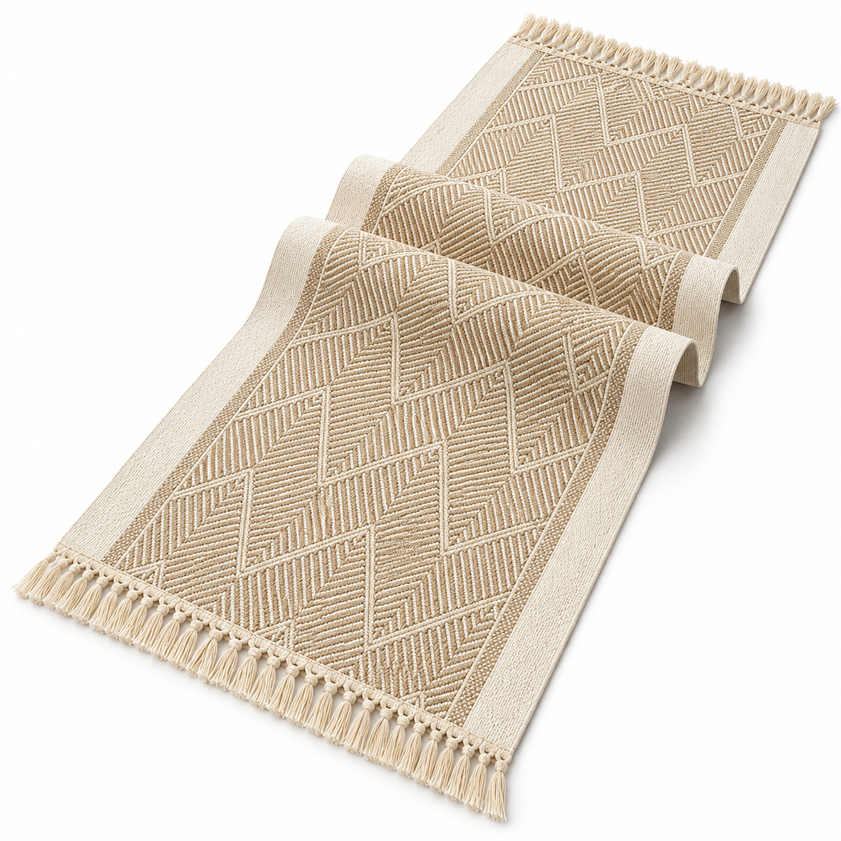 Boho Geometric Table Runner with Fringe Tassels
