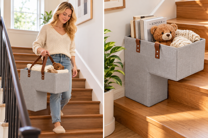 Portable Staircase Storage Basket with Handles